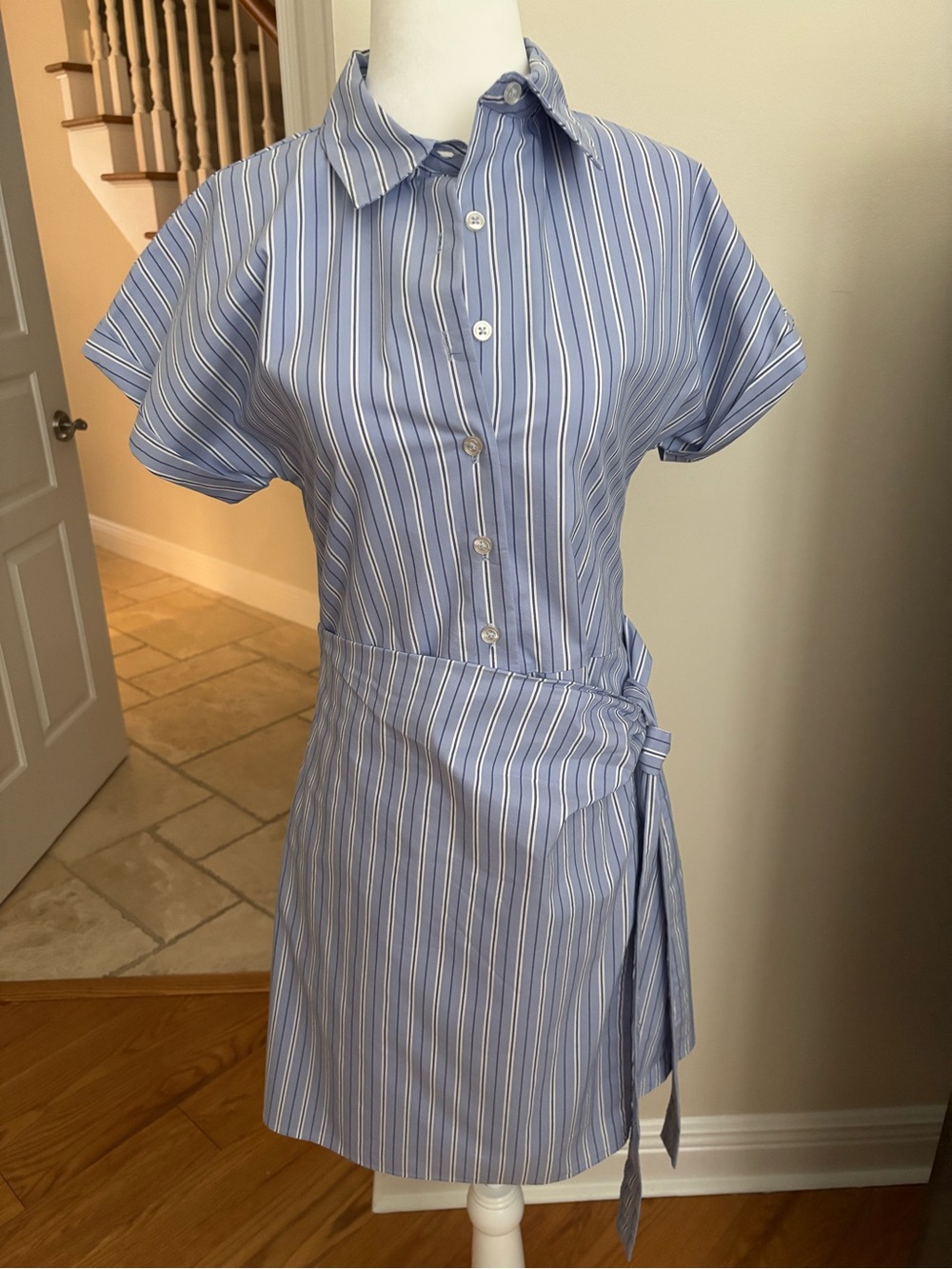 Maeve Light Blue Striped Shirt Dress with Side Tie LIKE NEW! Only worn once❤️